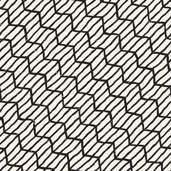 Stile disegnato a mano modello senza soluzione di continuità. Astratto sfondo geometrico piastrelle in bianco e nero. reticolo della linea doodle vettoriale — Vettoriale Stock