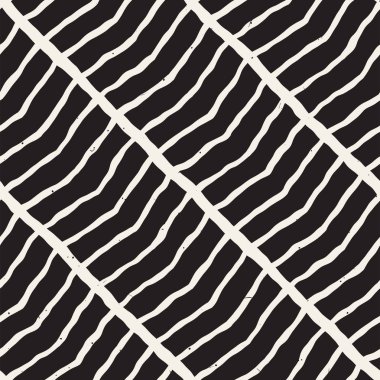 Elle çizilmiş stil seamless modeli. Soyut geometrik döşeme arka plan siyah ve beyaz. Vektör doodle hat kafes