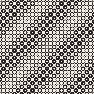 Yarı ton daireler vektör seamless modeli. Soyut geometrik doku yüzüklerin boyutu geçiş ile. Degrade geçiş etkisi arka plan,
