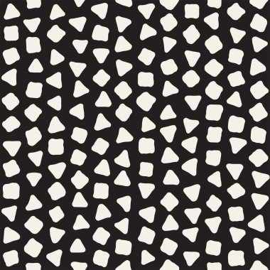 El çekilmiş siyah beyaz mürekkep soyut seamless modeli. Vektör şık grunge doku. Tek renkli geometrik dağınık şekiller