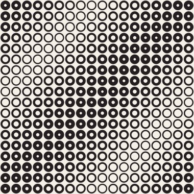 Yarı ton daireler vektör seamless modeli. Soyut geometrik doku yüzüklerin boyutu geçiş ile. Degrade geçiş etkisi arka plan,