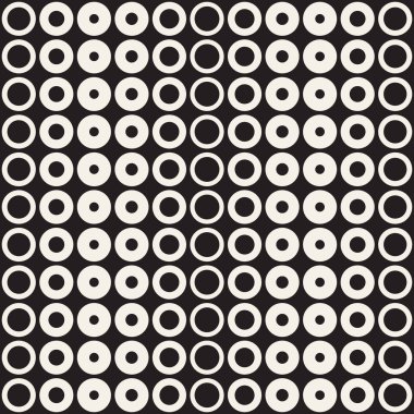 Yarı ton daireler vektör seamless modeli. Soyut geometrik doku yüzüklerin boyutu geçiş ile. Degrade geçiş etkisi arka plan,