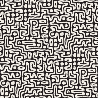 Labirent çizgileri ile Seamless modeli. Tek renkli arka plan. Vektör el çekilmiş labyrinth.