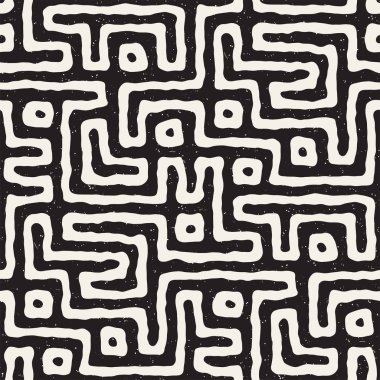 Labirent çizgileri ile Seamless modeli. Tek renkli arka plan. Vektör el çekilmiş labyrinth.