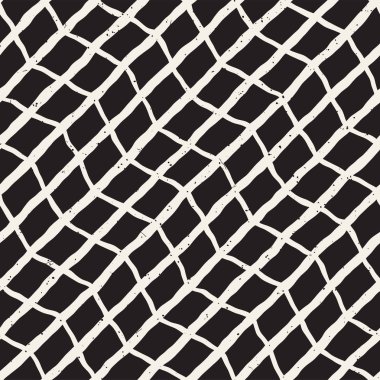 Elle çizilmiş stil seamless modeli. Soyut geometrik döşeme arka plan siyah ve beyaz. Vektör doodle hat kafes