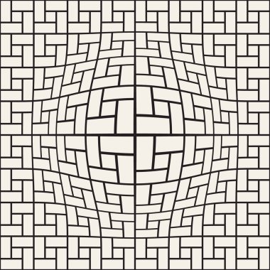 Yarı ton davul gibi şişmiş etkisi optik yanılsama. Geometrik arka plan tasarlamak. Vektör Dikişsiz siyah-beyaz desen.