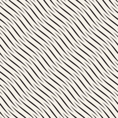 Dalgalı çizgiler desen vektör sorunsuz siyah ve beyaz el çekilmiş