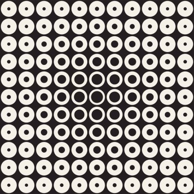 Yarı ton daireler vektör seamless modeli. Soyut geometrik doku yüzüklerin boyutu geçiş ile. Degrade geçiş etkisi arka plan,