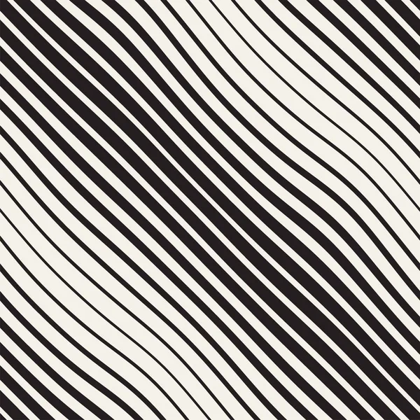 Modèle de lignes ondulées diagonales dessinées à la main noir et blanc sans vecteur. Résumé Conception de fond à main levée — Image vectorielle