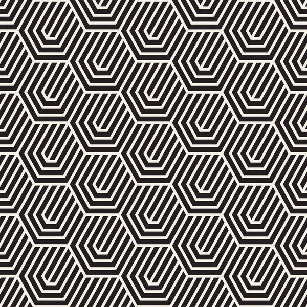 Modèle de rayures vectorielles sans couture. Texture moderne et élégante avec treillis monochrome. Grille hexagonale géométrique à répétition. Conception de treillis simple . — Image vectorielle