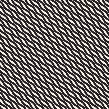 Dalgalı çizgiler desen vektör sorunsuz siyah ve beyaz el çekilmiş