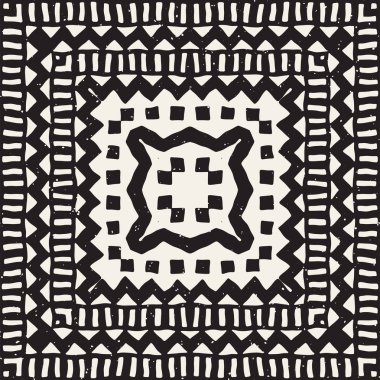 Dikişsiz desen etnik ve kabile. Elle çizilmiş süs şeritler. Siyah ve beyaz, tekstil baskı. Vektör arka plan.