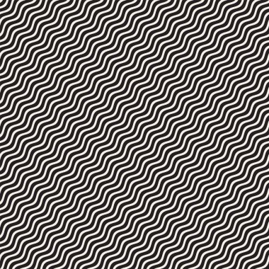 Dalgalı çizgiler desen vektör sorunsuz siyah ve beyaz el çekilmiş
