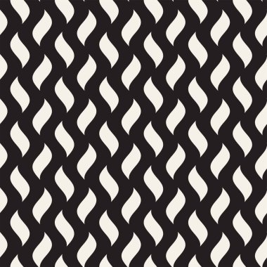 Dalgalı çizgiler desen vektör sorunsuz siyah ve beyaz el çekilmiş