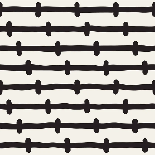 손으로 그린된 스타일 민족 완벽 한 패턴입니다. 흑인과 백인 추상 지저분한 기하학적 배경. — 스톡 벡터