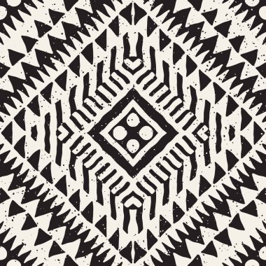 Dikişsiz desen etnik ve kabile. Elle çizilmiş süs şeritler. Siyah ve beyaz, tekstil baskı. Vektör arka plan.