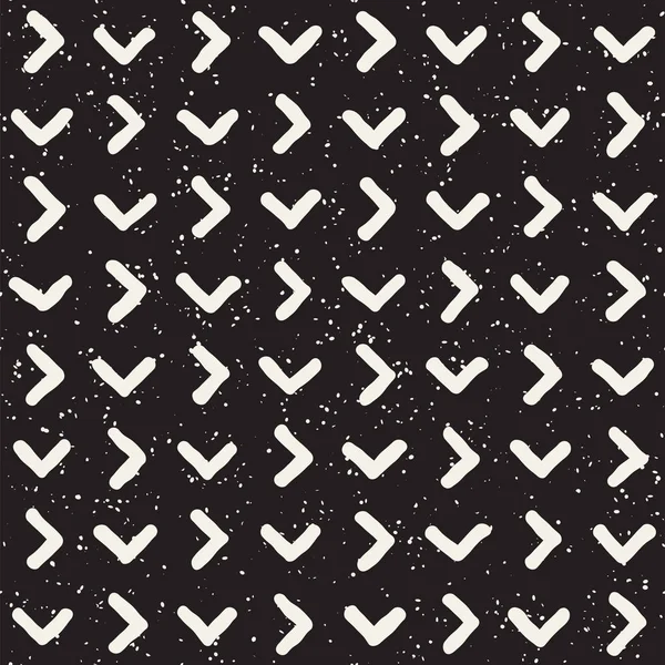 Hand getekende stijl etnische naadloze patroon. Abstracte grungy geometrische achtergrond in zwart-wit. — Stockvector
