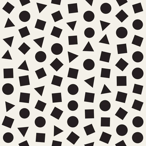 Kusursuz kaotik şablonlar. Rastgele dağılmış geometrik şekiller. Soyut retro arkaplan tasarımı