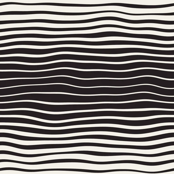 Patrón de líneas onduladas diagonales dibujadas a mano en blanco y negro sin costura vectorial. Abstracto Freehand Diseño de fondo — Archivo Imágenes Vectoriales