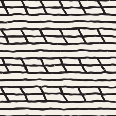 Elle çizilmiş stil seamless modeli. Soyut geometrik döşeme arka plan siyah ve beyaz. Vektör doodle hat kafes