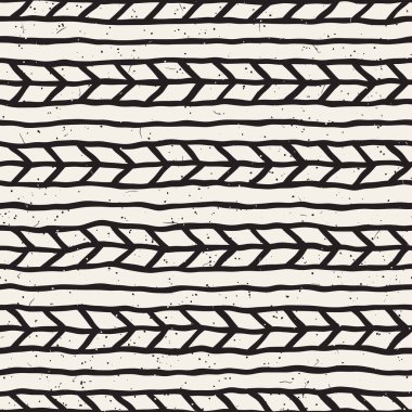 Elle çizilmiş stil seamless modeli. Soyut geometrik döşeme arka plan siyah ve beyaz. Vektör doodle hat kafes