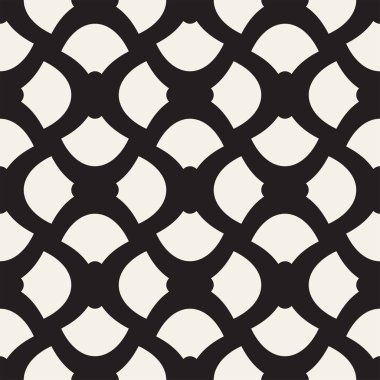 Vektör eğri şekiller kılavuzu olan geometrik seamless modeli. Soyut tek renkli kafes doku yuvarlanır. Modern Tekstil arka plan tasarımı