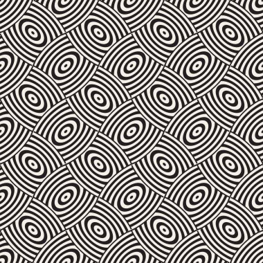 Vektör eğri şekiller kılavuzu olan geometrik seamless modeli. Soyut tek renkli kafes doku yuvarlanır. Modern Tekstil arka plan tasarımı