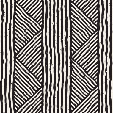Kesintisiz geometrik doodle satırları desen siyah ve beyaz. Adstract el çekilmiş retro doku.