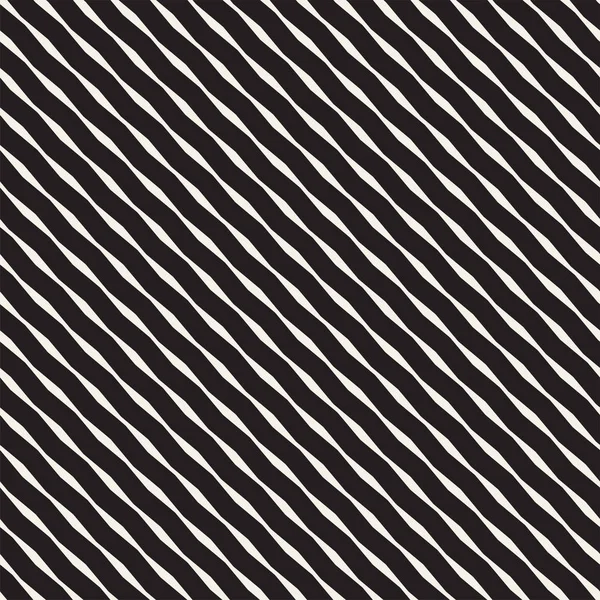シームレスな黒と白手描き下ろし波線パターン ベクトル — ストックベクタ