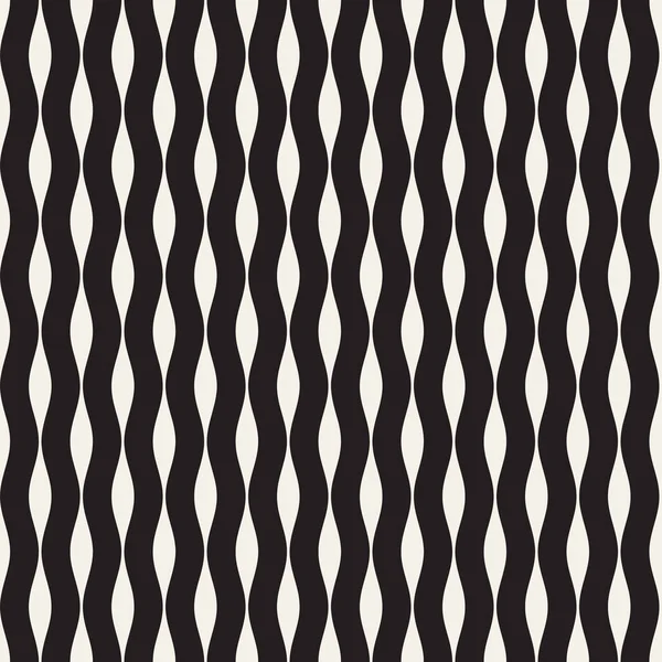 Vektor varrat nélküli fekete-fehér kézzel rajzolt minta hullámos vonalak — Stock Vector