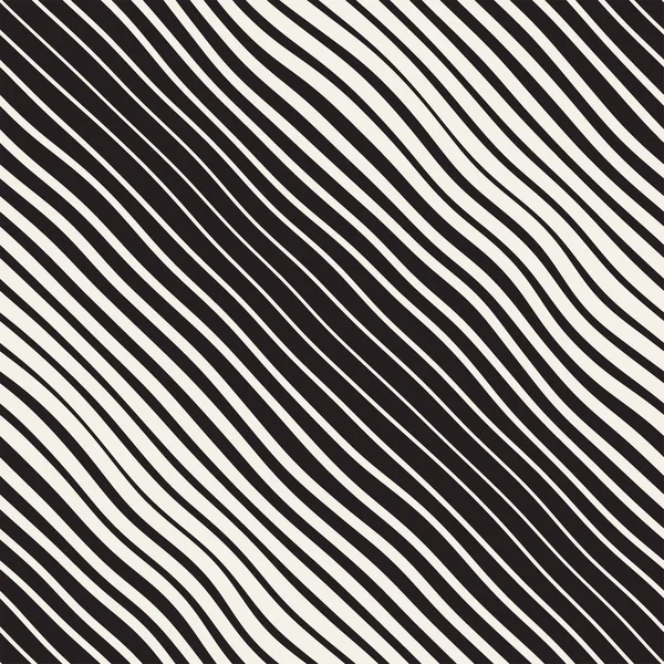 Vector Seamless Black and White Hand Drawn Diagonal Wavy Lines Pattern. Абстрактный фоновый дизайн — стоковый вектор