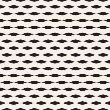 Dalgalı çizgiler desen vektör sorunsuz siyah ve beyaz el çekilmiş