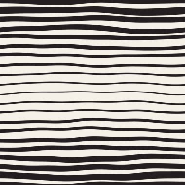 Vektörsüz Siyah ve Beyaz El Çapraz Dalgalı Çizgiler Deseni. Özet Freehand Arkaplan Tasarımı