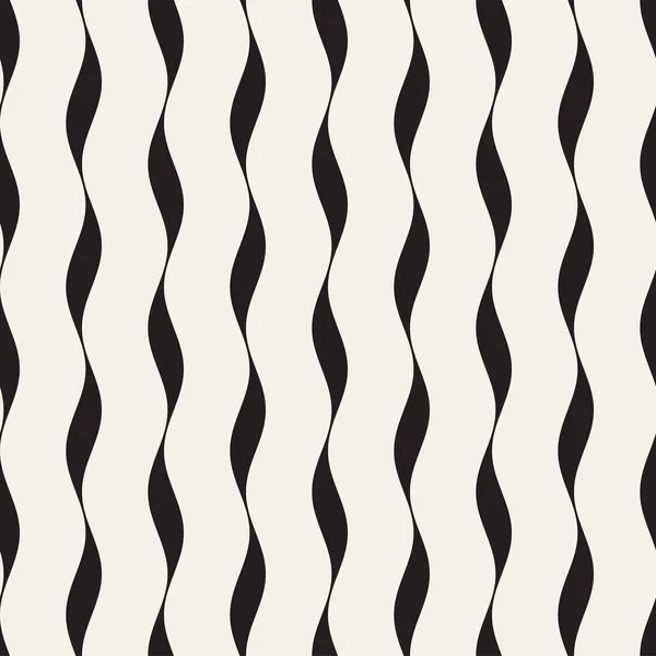 Vector Seamless Black and White Hand Drawn Wavy Lines Pattern — Stock Vector