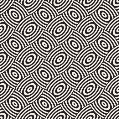 Vektör eğri şekiller kılavuzu olan geometrik seamless modeli. Soyut tek renkli kafes doku yuvarlanır. Modern yinelenen arka plan tasarımı