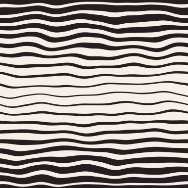 Vektörsüz Siyah ve Beyaz El Çapraz Dalgalı Çizgiler Deseni. Özet Freehand Arkaplan Tasarımı