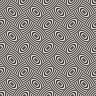 Vektör eğri şekiller kılavuzu olan geometrik seamless modeli. Soyut tek renkli kafes doku yuvarlanır. Modern Tekstil arka plan tasarımı