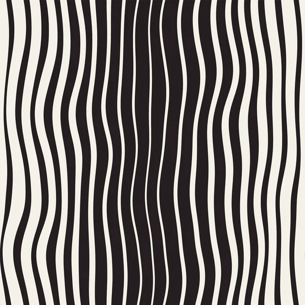 Vektor sömlös svart och vit hand ritade diagonala vågiga linjer mönster. Abstrakt Frihand bakgrund Design — Stock vektor
