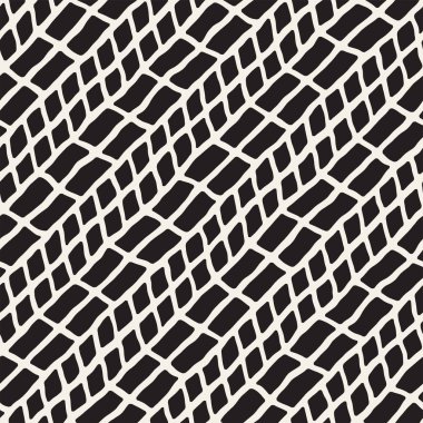 Elle çizilmiş stil seamless modeli. Soyut geometrik döşeme arka plan siyah ve beyaz. Vektör doodle hat kafes