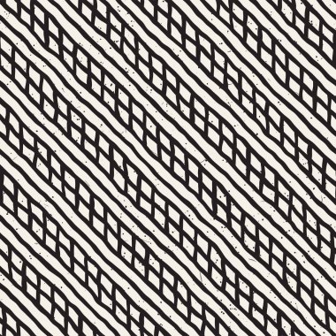 Elle çizilmiş stil seamless modeli. Soyut geometrik döşeme arka plan siyah ve beyaz. Vektör doodle hat kafes