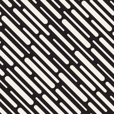 Siyah ve beyaz düzensiz kesik çizgiler desen yuvarlanır. Modern soyut vektör sorunsuz arka plan. Şık kaotik çizgili Mozaik