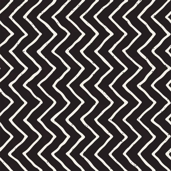 手描きスタイルのシームレスなパターン。黒と白の幾何学的なタイル張りの背景を抽象化します。ベクトル落書き線格子 — ストックベクタ