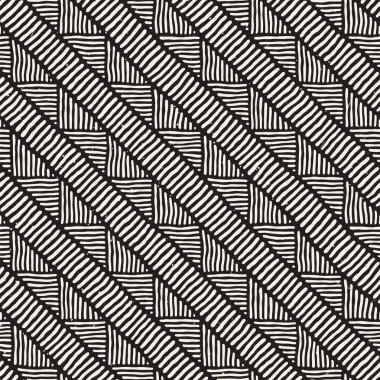 Kesintisiz geometrik doodle satırları desen siyah ve beyaz. Adstract el çekilmiş retro doku.