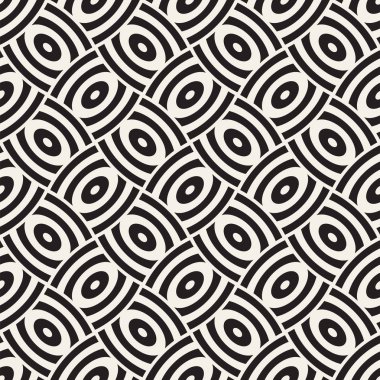 Vektör eğri şekiller kılavuzu olan geometrik seamless modeli. Soyut tek renkli kafes doku yuvarlanır. Modern yinelenen arka plan tasarımı