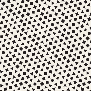 Kusursuz kaotik şablonlar. Rastgele dağılmış geometrik şekiller. Soyut retro arkaplan tasarımı