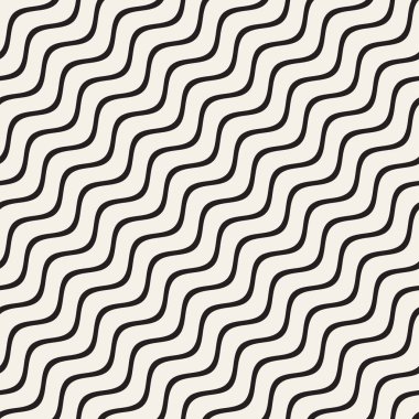 Dalgalı çizgiler desen vektör sorunsuz siyah ve beyaz el çekilmiş