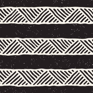Kesintisiz geometrik doodle satırları desen siyah ve beyaz. Adstract el çekilmiş retro doku.
