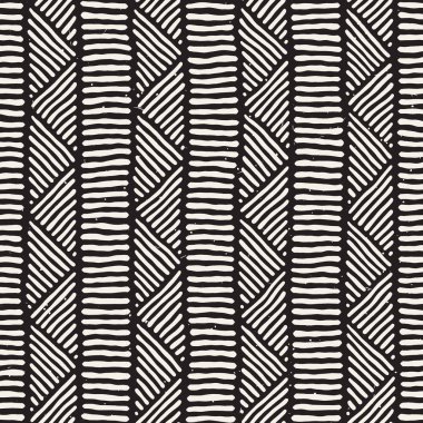 Kesintisiz geometrik doodle satırları desen siyah ve beyaz. Adstract el çekilmiş retro doku.