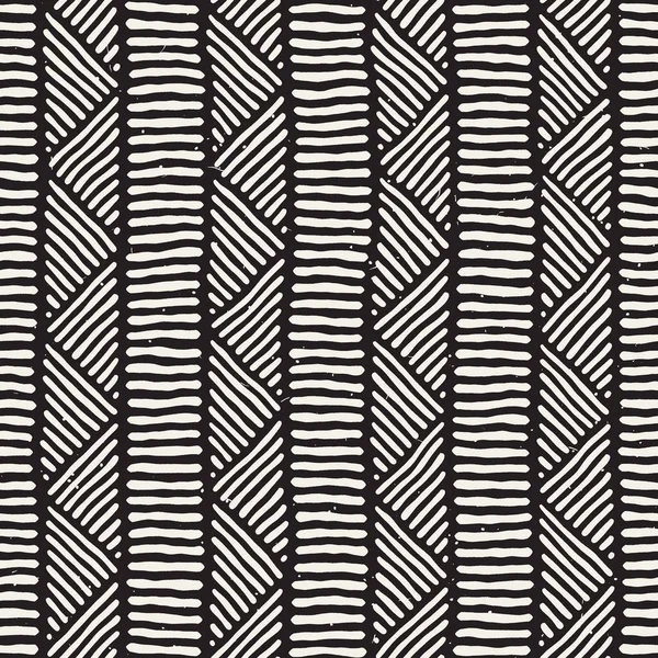 Nahtlose geometrische Doodle-Linien Muster in schwarz und weiß. adstract handgezeichnete Retro-Textur. — Stockvektor