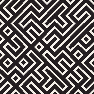 Şık çizgiler kafes. Etnik tek renkli doku. Geometrik arka plan tasarlamak. Vektör seamless modeli.